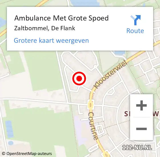 Locatie op kaart van de 112 melding: Ambulance Met Grote Spoed Naar Zaltbommel, De Flank op 30 januari 2020 17:40