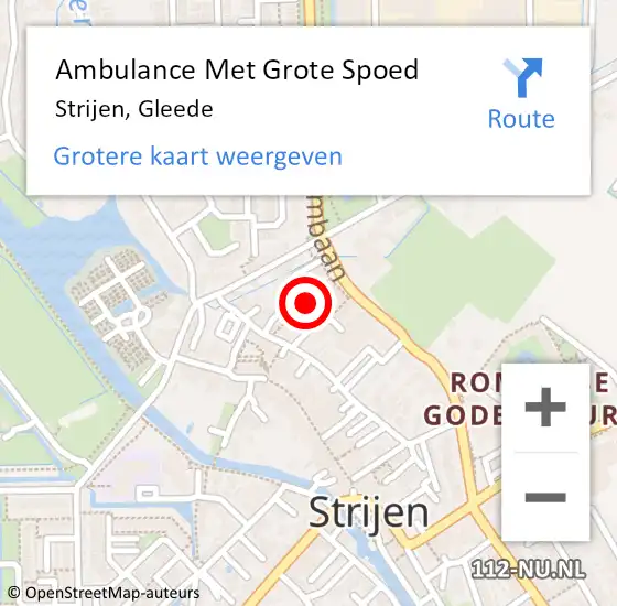 Locatie op kaart van de 112 melding: Ambulance Met Grote Spoed Naar Strijen, Gleede op 31 januari 2020 11:57