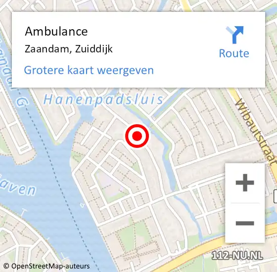 Locatie op kaart van de 112 melding: Ambulance Zaandam, Zuiddijk op 31 januari 2020 12:01