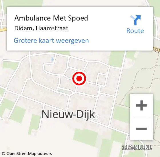 Locatie op kaart van de 112 melding: Ambulance Met Spoed Naar Didam, Haamstraat op 31 januari 2020 14:06