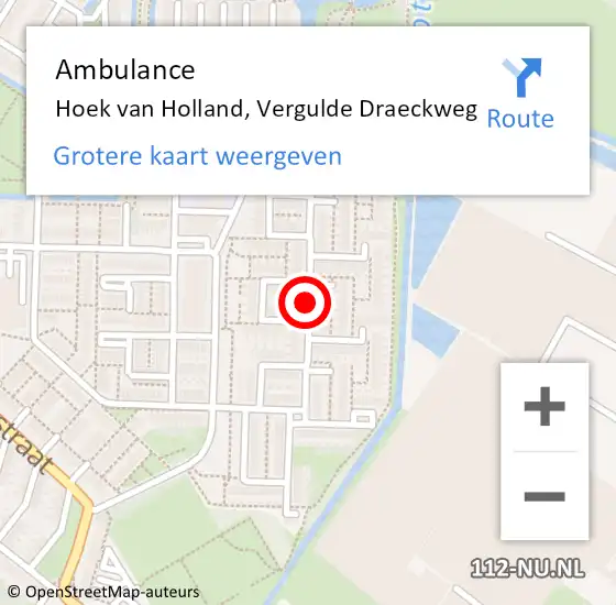 Locatie op kaart van de 112 melding: Ambulance Hoek van Holland, Vergulde Draeckweg op 31 januari 2020 15:38