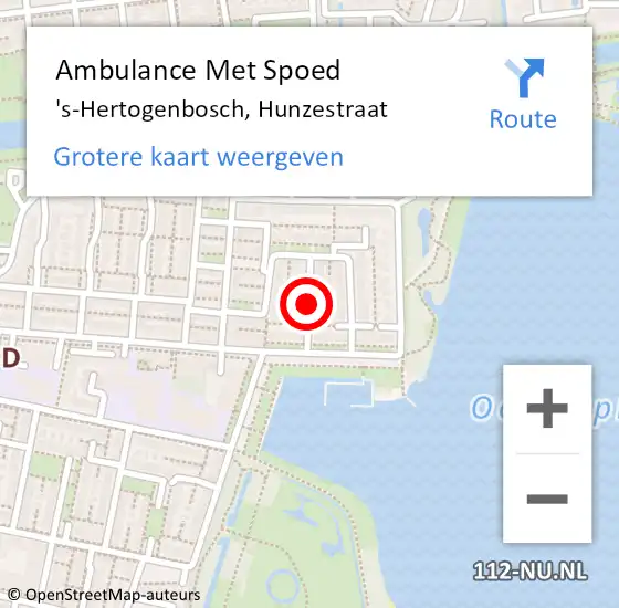 Locatie op kaart van de 112 melding: Ambulance Met Spoed Naar 's-Hertogenbosch, Hunzestraat op 31 januari 2020 16:49