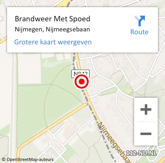Locatie op kaart van de 112 melding: Brandweer Met Spoed Naar Nijmegen, Nijmeegsebaan op 1 februari 2020 08:36