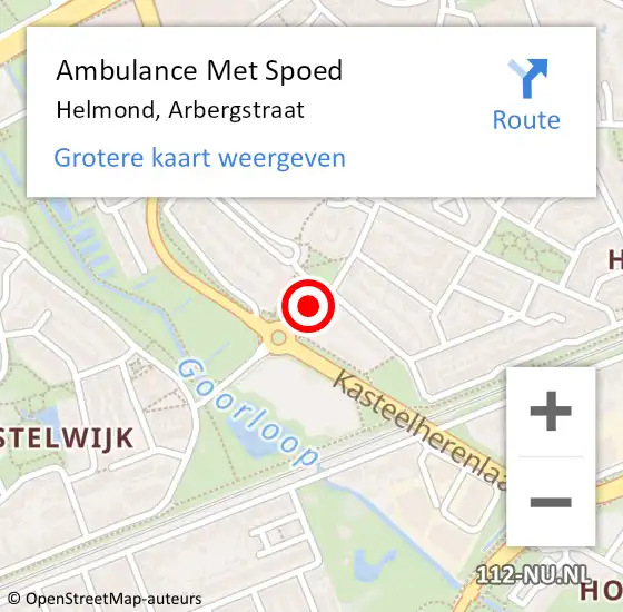 Locatie op kaart van de 112 melding: Ambulance Met Spoed Naar Helmond, Arbergstraat op 1 februari 2020 09:43
