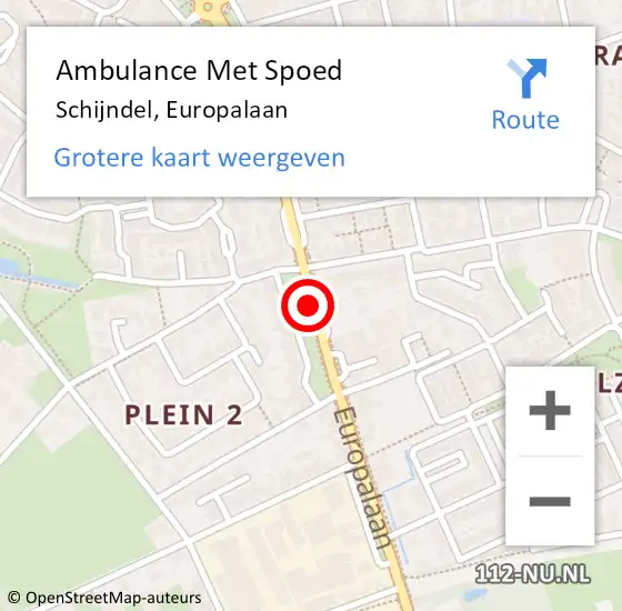 Locatie op kaart van de 112 melding: Ambulance Met Spoed Naar Schijndel, Europalaan op 1 februari 2020 10:19