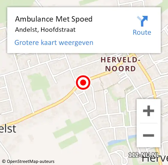 Locatie op kaart van de 112 melding: Ambulance Met Spoed Naar Andelst, Hoofdstraat op 1 februari 2020 11:08