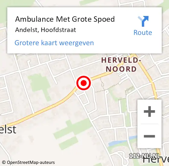Locatie op kaart van de 112 melding: Ambulance Met Grote Spoed Naar Andelst, Hoofdstraat op 1 februari 2020 11:13