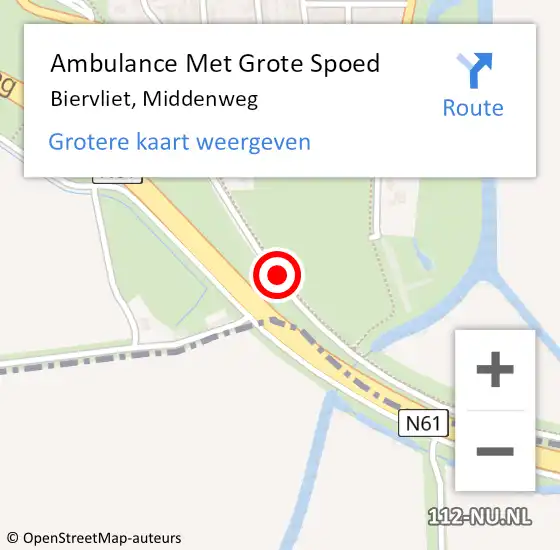 Locatie op kaart van de 112 melding: Ambulance Met Grote Spoed Naar Biervliet, Middenweg op 1 februari 2020 14:06