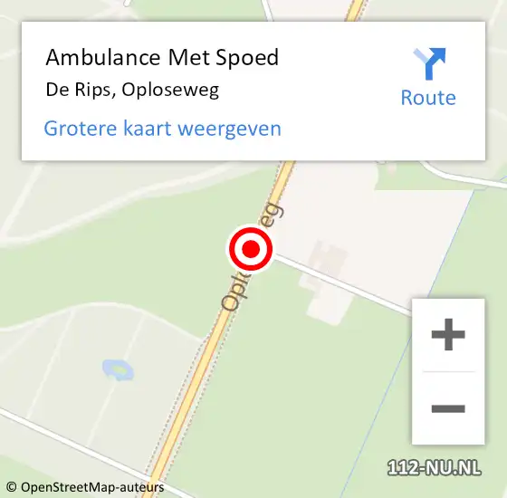 Locatie op kaart van de 112 melding: Ambulance Met Spoed Naar De Rips, Oploseweg op 1 februari 2020 15:24