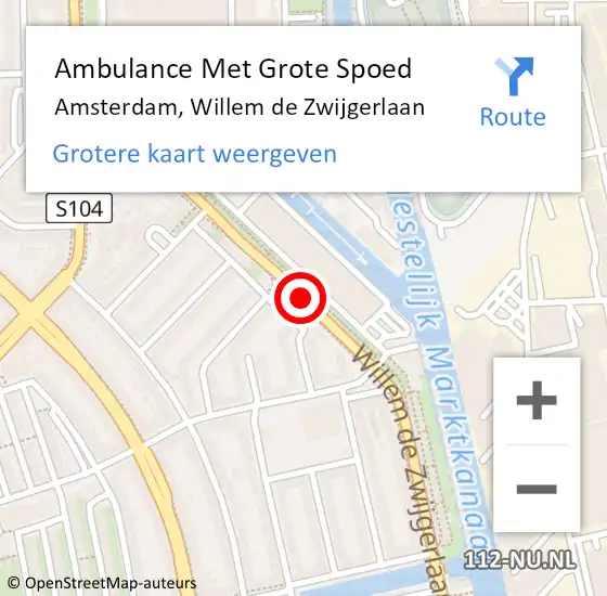 Locatie op kaart van de 112 melding: Ambulance Met Grote Spoed Naar Amsterdam, Willem De Zwijgerlaan op 1 februari 2020 16:05