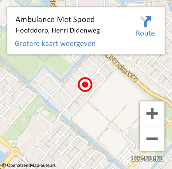 Locatie op kaart van de 112 melding: Ambulance Met Spoed Naar Hoofddorp, Henri Didonweg op 1 februari 2020 17:52