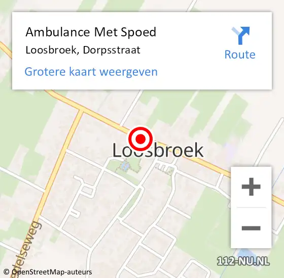 Locatie op kaart van de 112 melding: Ambulance Met Spoed Naar Loosbroek, Dorpsstraat op 1 februari 2020 18:11