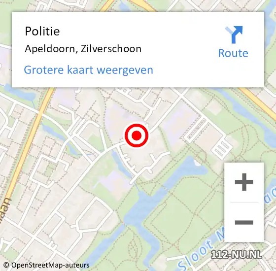 Locatie op kaart van de 112 melding: Politie Apeldoorn, Zilverschoon op 1 februari 2020 18:15