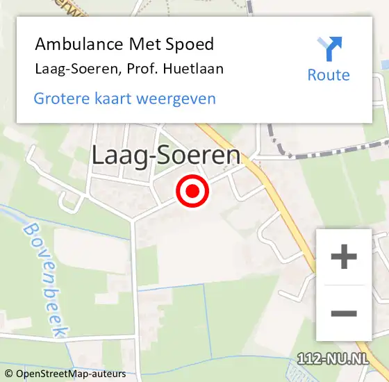 Locatie op kaart van de 112 melding: Ambulance Met Spoed Naar Laag-Soeren, Prof. Huetlaan op 1 februari 2020 22:30