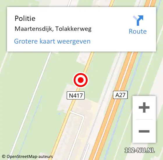Locatie op kaart van de 112 melding: Politie Maartensdijk, Tolakkerweg op 2 februari 2020 01:16