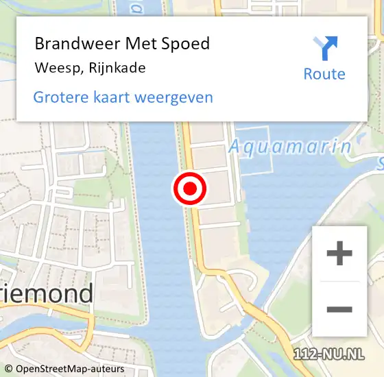 Locatie op kaart van de 112 melding: Brandweer Met Spoed Naar Weesp, Rijnkade op 2 februari 2020 09:21