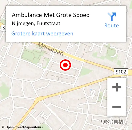 Locatie op kaart van de 112 melding: Ambulance Met Grote Spoed Naar Nijmegen, Fuutstraat op 2 februari 2020 11:41