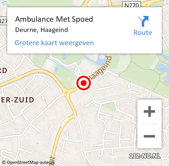 Locatie op kaart van de 112 melding: Ambulance Met Spoed Naar Deurne, Haageind op 3 februari 2020 00:33