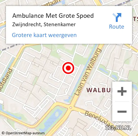 Locatie op kaart van de 112 melding: Ambulance Met Grote Spoed Naar Zwijndrecht, Stenenkamer op 3 februari 2020 08:38