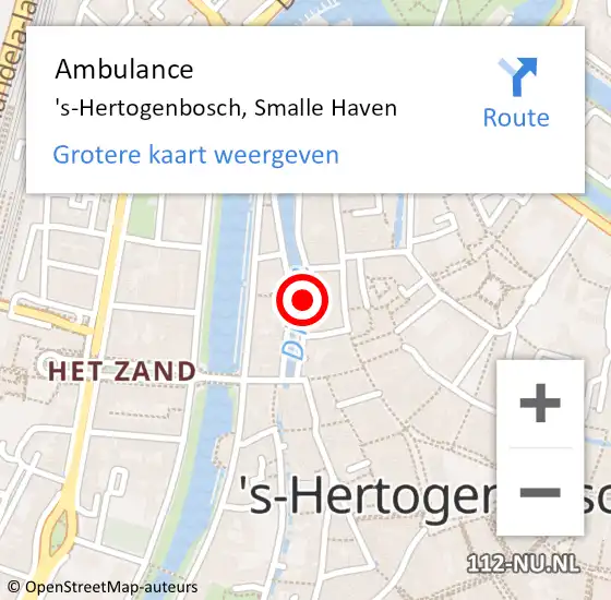 Locatie op kaart van de 112 melding: Ambulance 's-Hertogenbosch, Smalle Haven op 3 februari 2020 09:47