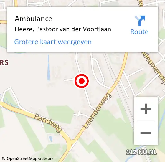 Locatie op kaart van de 112 melding: Ambulance Heeze, Pastoor van der Voortlaan op 3 februari 2020 10:16