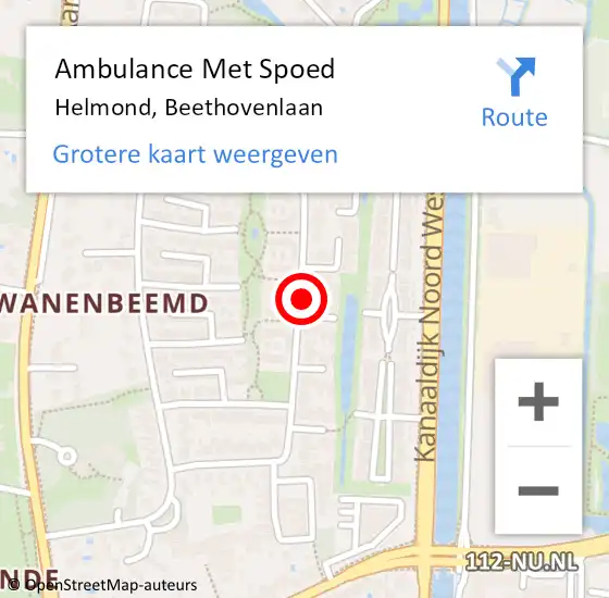 Locatie op kaart van de 112 melding: Ambulance Met Spoed Naar Helmond, Beethovenlaan op 3 februari 2020 10:20