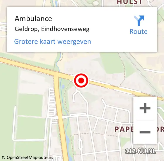 Locatie op kaart van de 112 melding: Ambulance Geldrop, Eindhovenseweg op 3 februari 2020 12:01