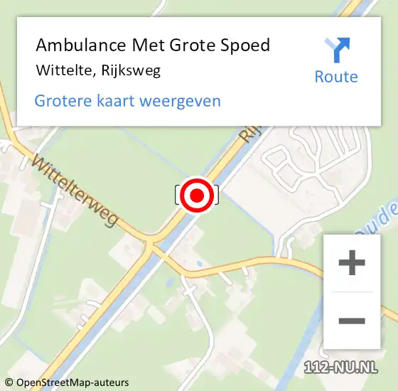 Locatie op kaart van de 112 melding: Ambulance Met Grote Spoed Naar Wittelte, Rijksweg op 27 april 2014 10:04