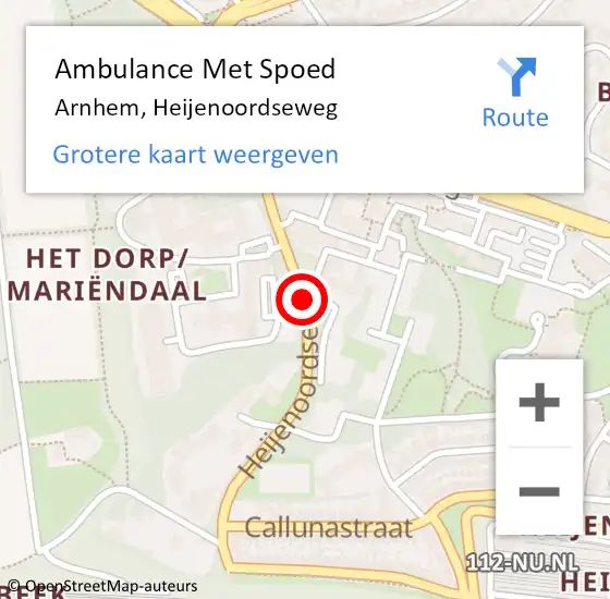 Locatie op kaart van de 112 melding: Ambulance Met Spoed Naar Arnhem, Heijenoordseweg op 3 februari 2020 15:37