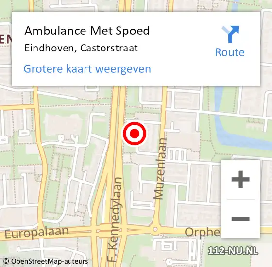 Locatie op kaart van de 112 melding: Ambulance Met Spoed Naar Eindhoven, Castorstraat op 3 februari 2020 17:02