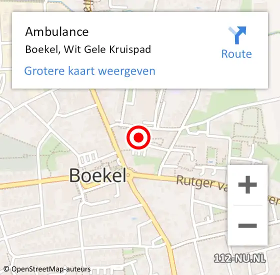 Locatie op kaart van de 112 melding: Ambulance Boekel, Wit Gele Kruispad op 3 februari 2020 18:18