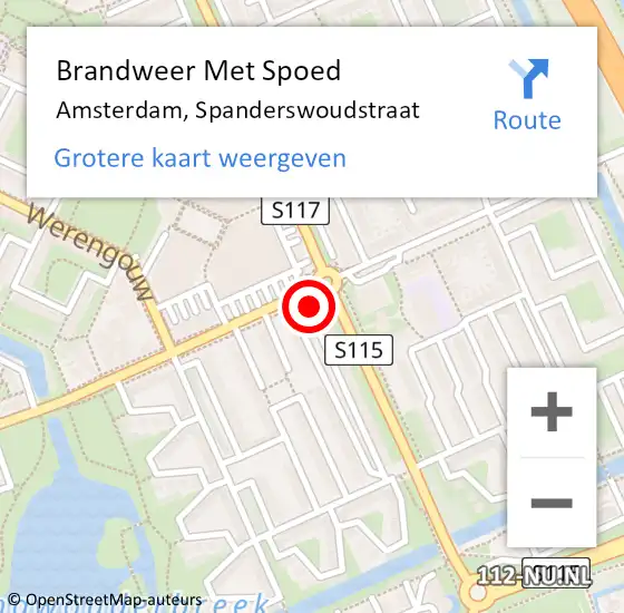 Locatie op kaart van de 112 melding: Brandweer Met Spoed Naar Amsterdam, Spanderswoudstraat op 3 februari 2020 22:05