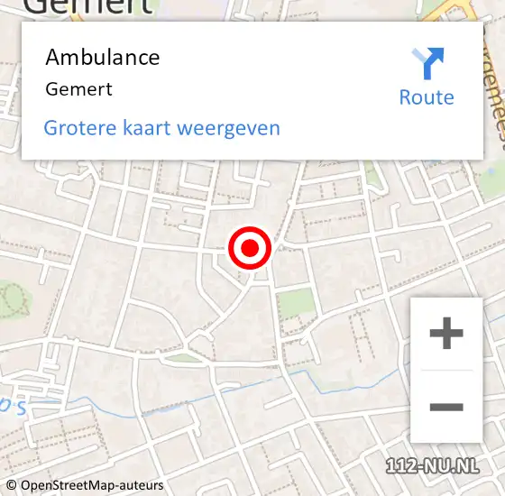 Locatie op kaart van de 112 melding: Ambulance Gemert op 4 februari 2020 01:49