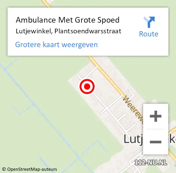 Locatie op kaart van de 112 melding: Ambulance Met Grote Spoed Naar Lutjewinkel, Plantsoendwarsstraat op 4 februari 2020 07:16