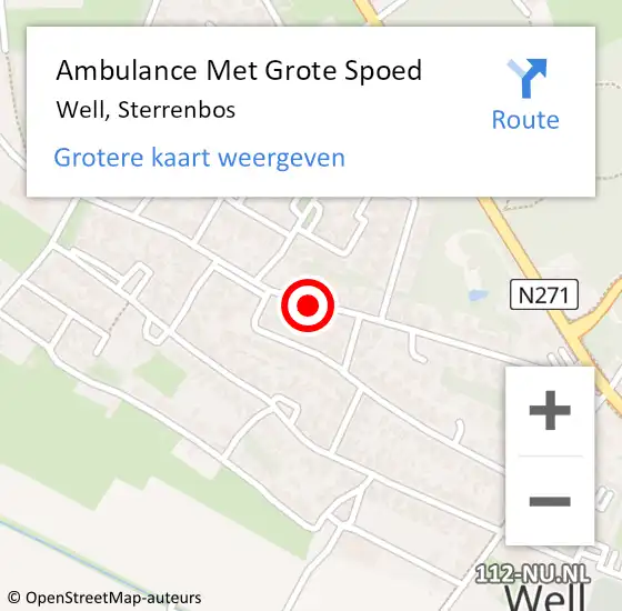 Locatie op kaart van de 112 melding: Ambulance Met Grote Spoed Naar Well, Sterrenbos op 4 februari 2020 08:17