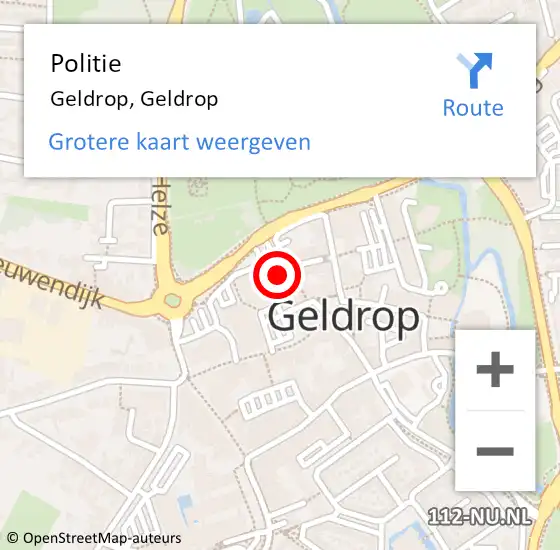 Locatie op kaart van de 112 melding: Politie Geldrop, Geldrop op 4 februari 2020 09:03