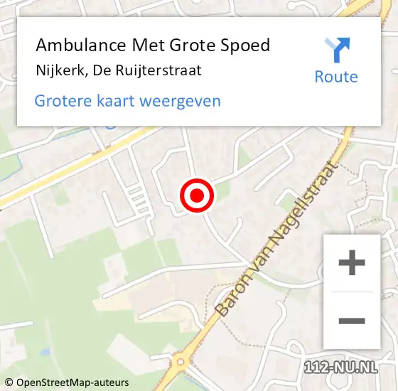 Locatie op kaart van de 112 melding: Ambulance Met Grote Spoed Naar Nijkerk, De Ruijterstraat op 4 februari 2020 13:00