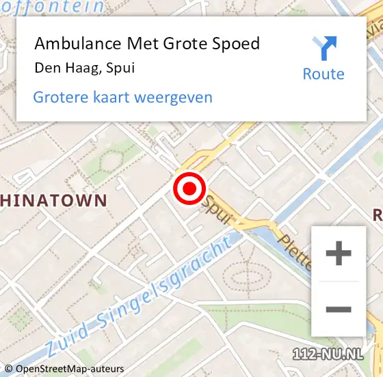 Locatie op kaart van de 112 melding: Ambulance Met Grote Spoed Naar Den Haag, Spui op 4 februari 2020 13:53