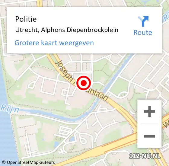 Locatie op kaart van de 112 melding: Politie Utrecht, Alphons Diepenbrockplein op 4 februari 2020 14:17