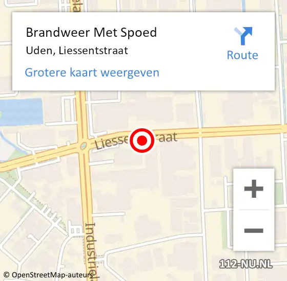 Locatie op kaart van de 112 melding: Brandweer Met Spoed Naar Uden, Liessentstraat op 4 februari 2020 17:48