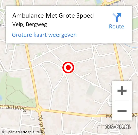 Locatie op kaart van de 112 melding: Ambulance Met Grote Spoed Naar Velp, Bergweg op 4 februari 2020 23:35