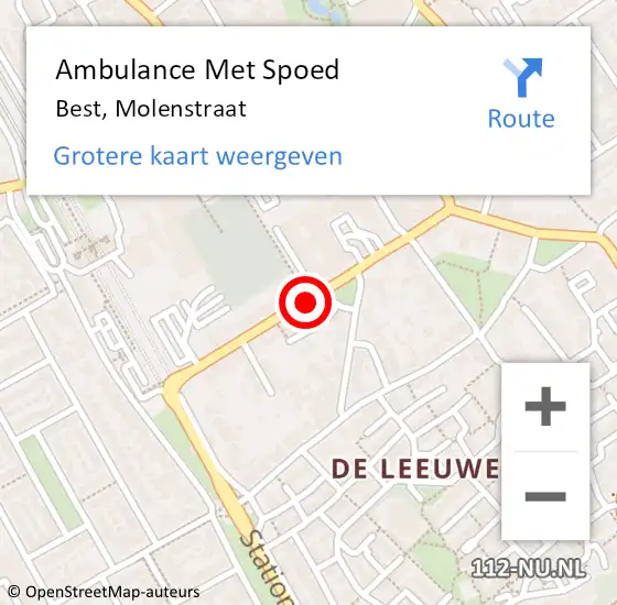 Locatie op kaart van de 112 melding: Ambulance Met Spoed Naar Best, Molenstraat op 5 februari 2020 07:50