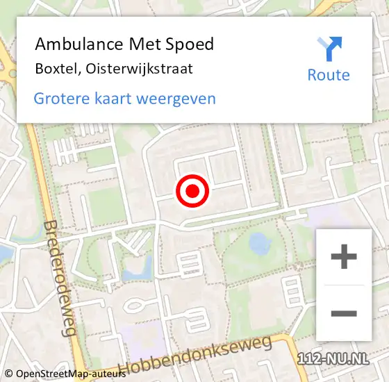 Locatie op kaart van de 112 melding: Ambulance Met Spoed Naar Boxtel, Oisterwijkstraat op 5 februari 2020 10:52
