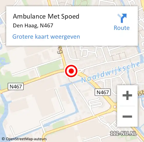 Locatie op kaart van de 112 melding: Ambulance Met Spoed Naar Den Haag, N467 op 5 februari 2020 11:51
