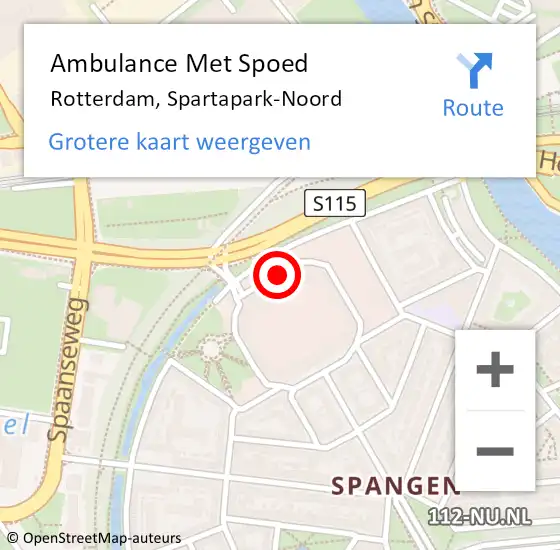 Locatie op kaart van de 112 melding: Ambulance Met Spoed Naar Rotterdam, Spartapark-Noord op 5 februari 2020 11:57