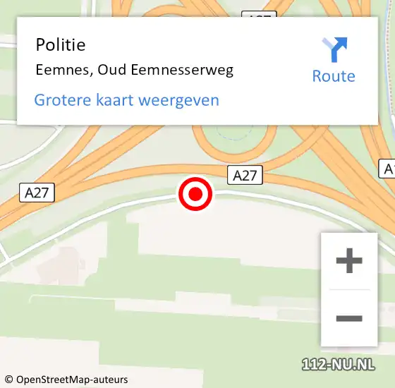 Locatie op kaart van de 112 melding: Politie Eemnes, Oud Eemnesserweg op 5 februari 2020 12:50