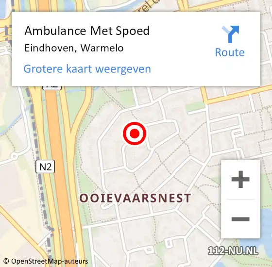 Locatie op kaart van de 112 melding: Ambulance Met Spoed Naar Eindhoven, Warmelo op 5 februari 2020 14:30