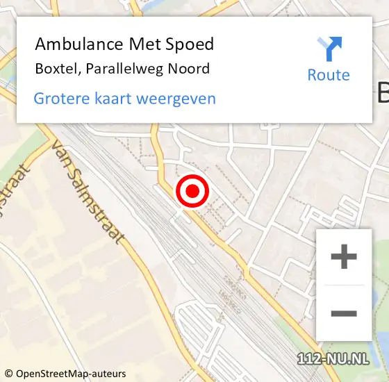Locatie op kaart van de 112 melding: Ambulance Met Spoed Naar Boxtel, Parallelweg Noord op 5 februari 2020 15:04