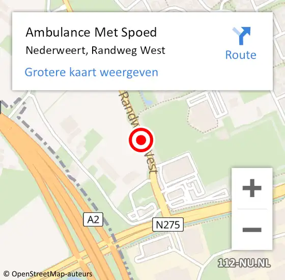 Locatie op kaart van de 112 melding: Ambulance Met Spoed Naar Nederweert, Randweg West op 5 februari 2020 21:30