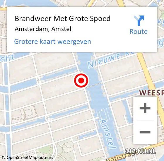 Locatie op kaart van de 112 melding: Brandweer Met Grote Spoed Naar Amsterdam, Amstel op 6 februari 2020 09:16
